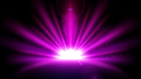 Violet Rays with Lens Flare Isolated on Black Background. Widescreen Resolu.. Illustrazione stock