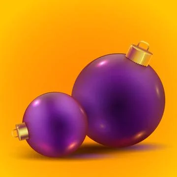 Violet realistic vector shiny Christmas balls Stock Illustration