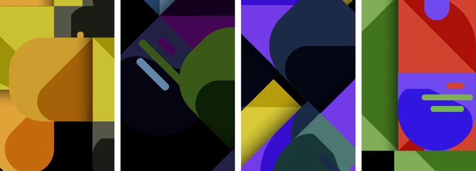 Violet rectangle and magenta triangle in a vibrant art collage Illustrazione stock