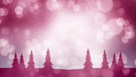 Violet red christmas tree landscape with circle bokeh loop animation backgro Stock Footage 345683749
