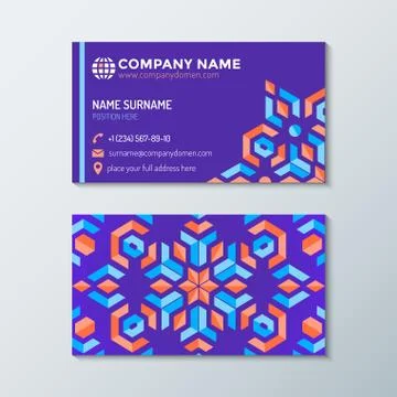 Violet red orange abstract identity business card template. Stock Illustration