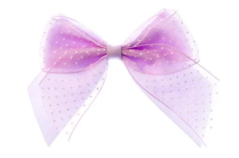 Violet ribbon bow. Stock Photos