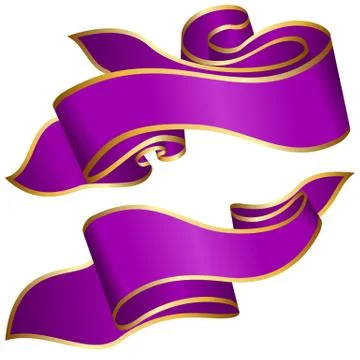 Violet ribbon collection Stock Illustration