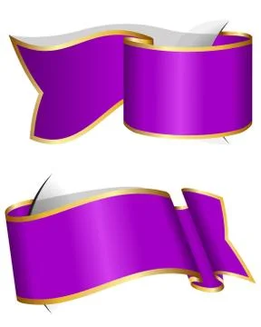 Violet ribbon collection Stock Illustration