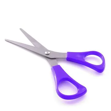 Violet scissors isolated on a white background with shadows Stock Photos