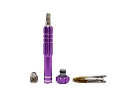 Violet screwdriver isolated on white background. tool for repair. Stock Photos