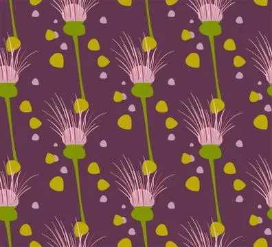 Violet seamless pattern vector floral design primitive scandinavian Stock Illustration