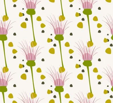Violet seamless pattern vector floral design primitive scandinavian Stock Illustration