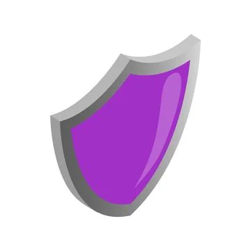 Violet security shield icon, isometric 3d style Stock Illustration
