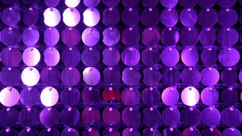 Violet sequin sparkling reflective background,Abstract kinetic glitter wall Stock Footage 114423898