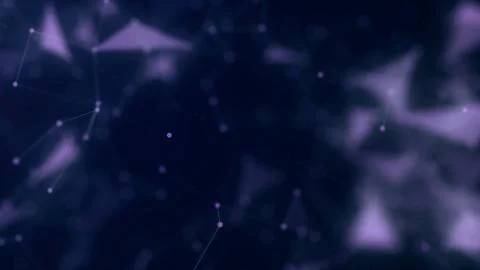 Violet shapes, dots and lines are connected with shine on blurred background. 스톡 일러스트