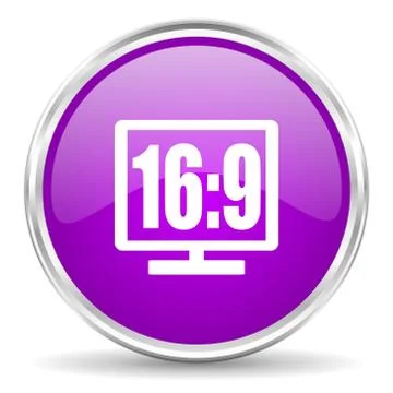 Violet - silver circle web icon Stock Illustration