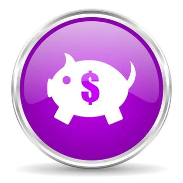 Violet - silver circle web icon Stock Illustration