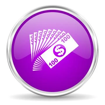 Violet - silver circle web icon Stock Illustration