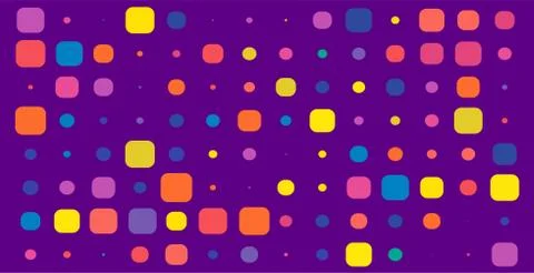 Violet Simple Backdrop with Colorful Square Elements Stock Illustration