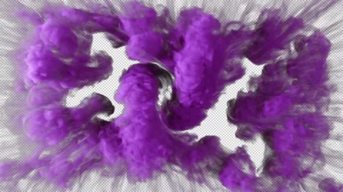 Violet smoke shockwave blowing transition reveal overlay on alpha background Stock Footage 237668681