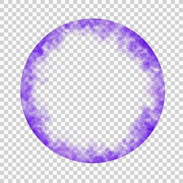Violet smoky circular frame with transparent background and glowing Stock Illustration