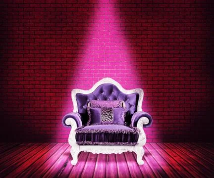 Violet sofa room background Stock Illustration