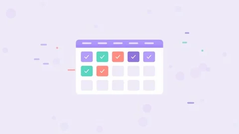 Violet Sprint Calendar Flat Design Seamless Loop Animated Background For Agile Stock Footage 342457822