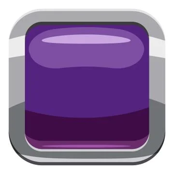 Violet square button icon, cartoon style Illustrazione stock