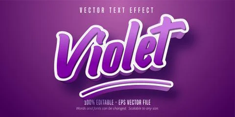 Violet text, cartoon style editable text effect Stock Illustration