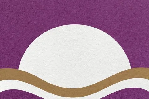 Violet textured paper background with white circle for copy space and brown w 스톡 일러스트