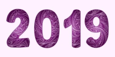 Violet three-dimensional patterned 2019 Stock Illustration