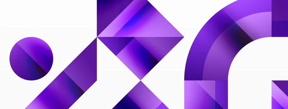 Violet triangle logo with geometric pattern on white background Stock Illustration