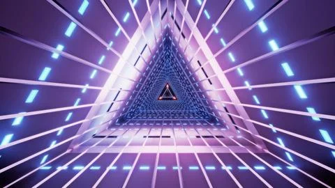 Violet triangle tunnel 3D illustration Illustrazione stock