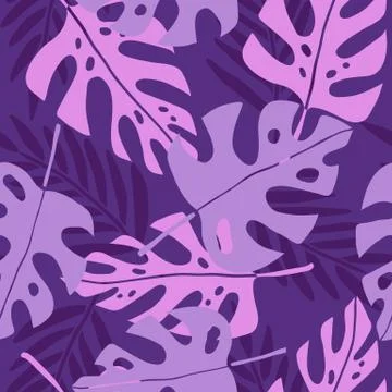 Violet tropical leafs. Stock Illustration