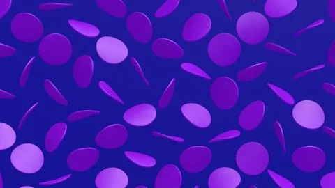 Violet twisted circle shapes. Blue background. 3d render. Stock Illustration