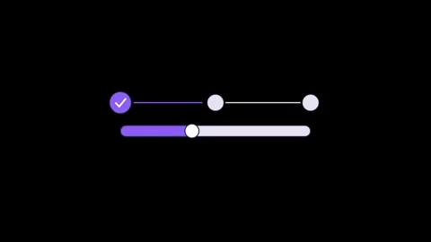 Violet UI progress bar animation, horizontal 16:9, black background Stock Footage 346888340