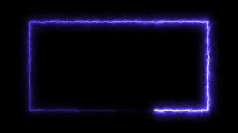  Violet ultraviolet neon rectangle frame border on black background, glowing sci Stock-Footage 341603211