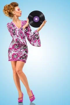 Violet vinyl. Stock Photos