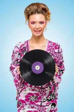 Violet vinyl. Stock Photos