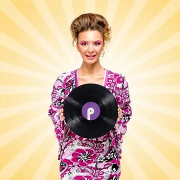 Violet vinyl. Stock Photos
