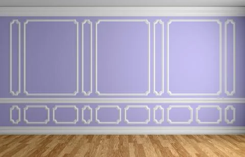 Violet wall in classic style empty room architectural background Stock Illustration