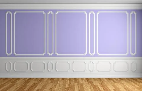 Violet wall in classic style empty room architectural background Stock Illustration
