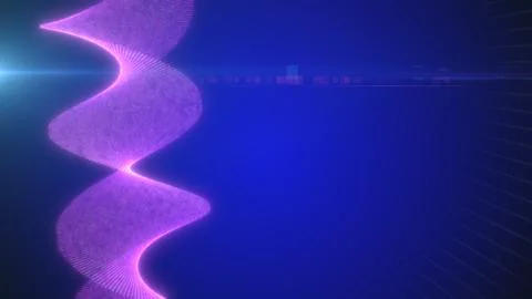 Violet wave of luminous dots forming a digital helix, representing data flow, Stock Illustration
