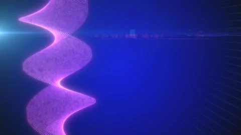 Violet wave of luminous dots forming a digital helix, representing data flow, Stock Illustration