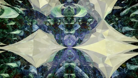 Violet, white, red and blue symmetric passage. Abstract 3D fractals. Stock-Footage 129804344