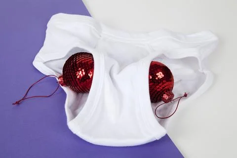 Violet y fronts red disco christmas balls Stock Photos