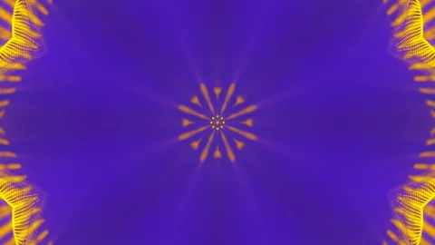 Violet-yellow moving kaleidoscope patterns. Abstract looped animation. 3d render Stock Footage 125060667