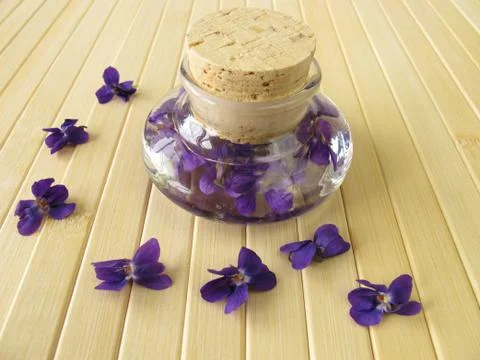 Violets perfume Stock Photos