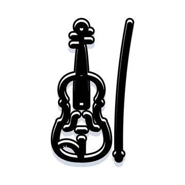 Violin and bow depicting classical musical instrument concept Stock Illustration
