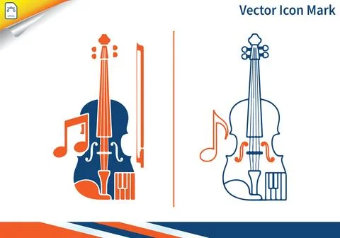 Violin and music note vector icon mark set. Ilustración de archivo