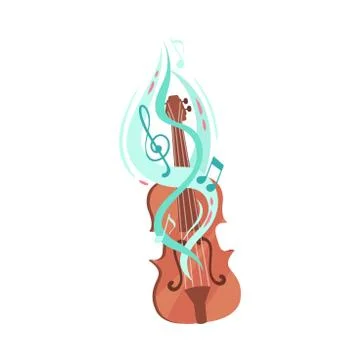 Violin And Musical Notes Isolated On White Background Illustration Illustrazione stock