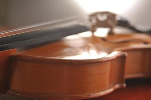 Violin and notes on the table Stock Photos