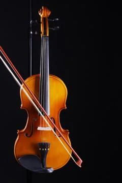 Violin on a black background Stock Photos