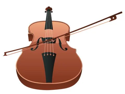 Violin with Bow Stock Illustration